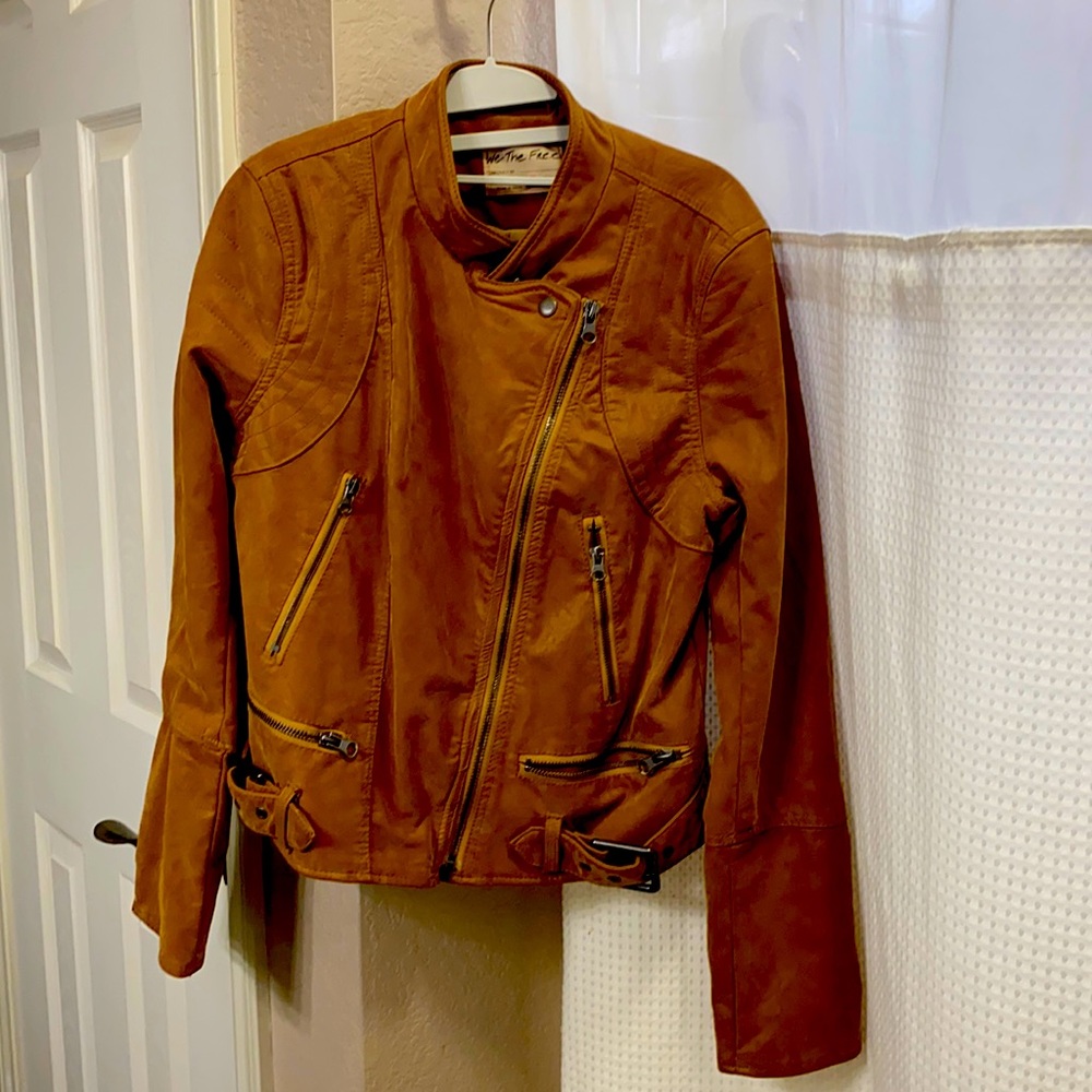 Free People Fenix MotoFaux Leather Suede Camel